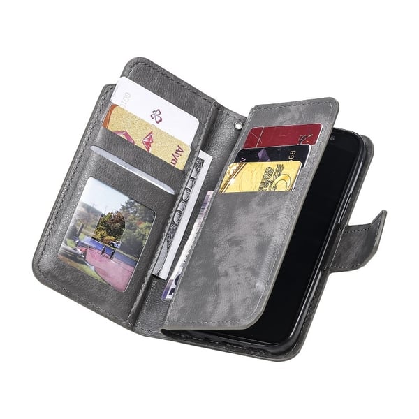 iPhone 13 Mini Praktisk Plånboksfodral med 12-Fack Array V4 - Grå
