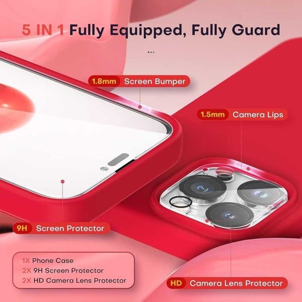 3in1 Gummibelagt Stilrent Skal iPhone 16 Pro Max - Röd