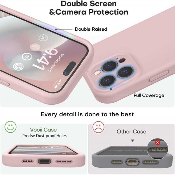 iPhone 16 Pro Max Gummibelagt Skal med Kameraskydd Liquid V2 - Rosa