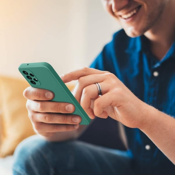 Samsung A23 4G / 5G Gummibelagd Mattgrönt Skal Kameraskydd Liquid - Grön