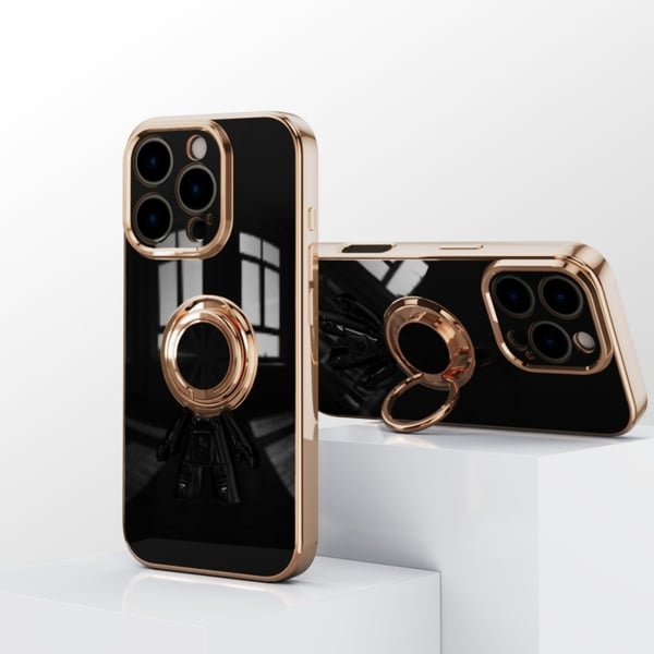 iPhone 16 Pro Max Elegant & Stöttåligt Skal med Ringhållare Flawless - Svart