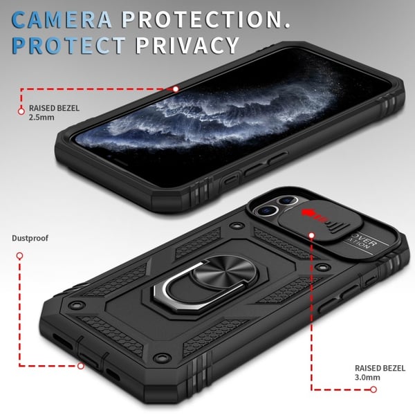 iPhone 11 Pro Hybridskal med Ringhållare & Kameraskydd - Svart