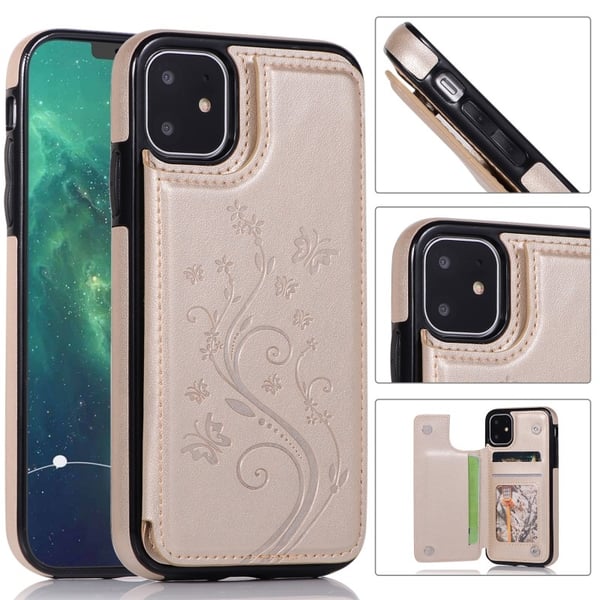 iPhone 11 Stöttåligt Skal Korthållare 3-FACK Flippr V2 - Guld