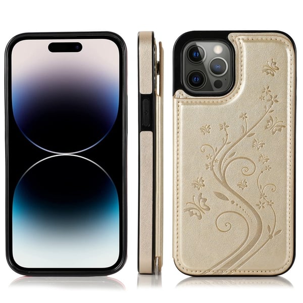 iPhone 14 Pro Max Stöttåligt Skal Korthållare 3-FACK Flippr V2 - Guld iPhone 14 Pro Max Stöttåligt Skal Korthållare 3-FACK Flippr V2 - Guld