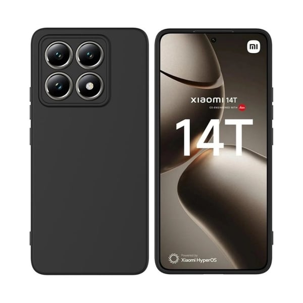 Xiaomi 14T Gummibelagd Mattsvart Silikon Skal Kameraskydd Liquid - Svart