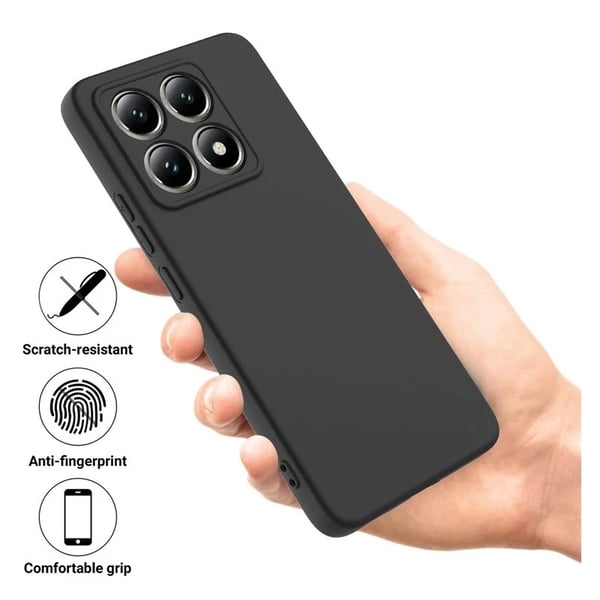 Xiaomi 14T Pro Gummibelagd Mattsvart Silikon Skal Kameraskydd Liquid - Svart