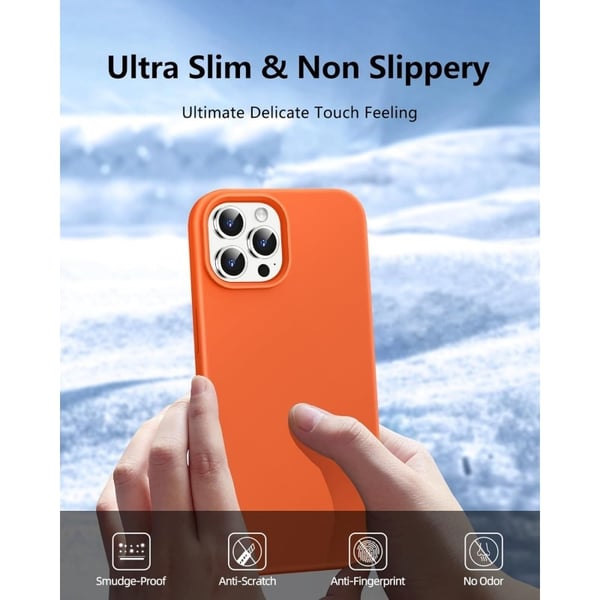 iPhone 12 / 12 Pro Gummibelagd Skal Kameraskydd Liquid - Orange