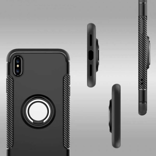 iPhone XS Max käytännöllinen iskunkestävä suojus sormustelineellä V2