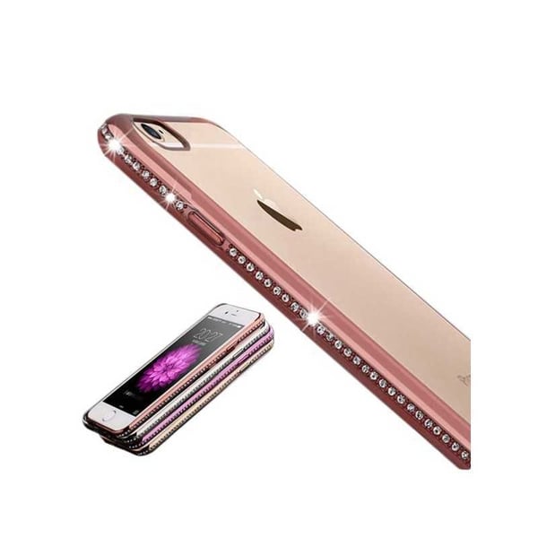 iPhone 7 Plus iskuja vaimentava kumipäällyste strassikivillä