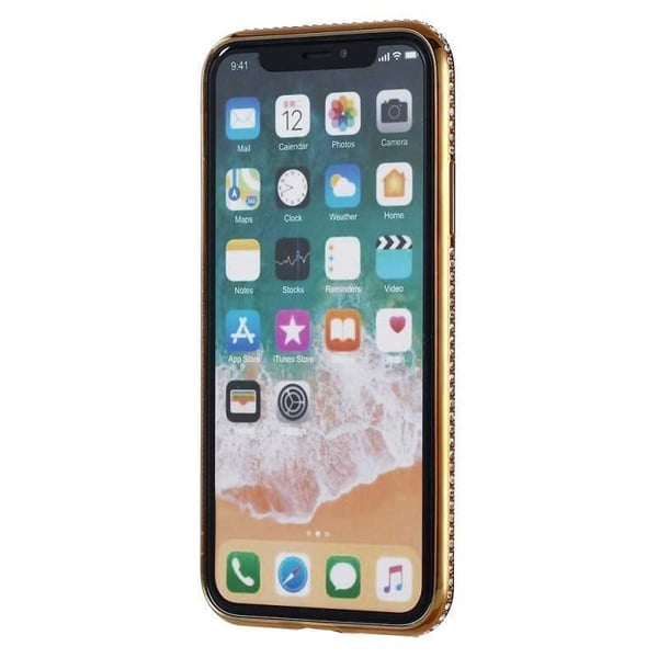 iPhone XS -iskuja vaimentava kumisuoja strassilla