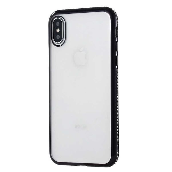 iPhone XS -iskuja vaimentava kumisuoja strassilla
