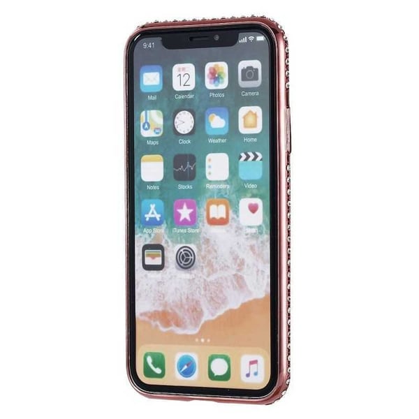 iPhone XS -iskuja vaimentava kumisuoja strassilla