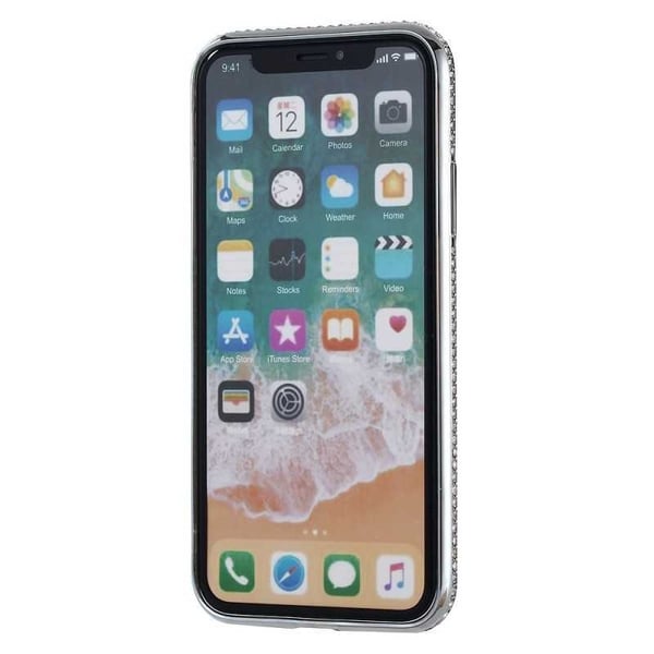 iPhone XS -iskuja vaimentava kumisuoja strassilla