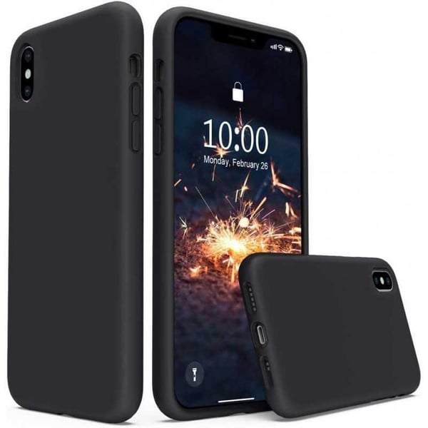 iPhone X Gummibelagd Mattsvart Silikon Skal