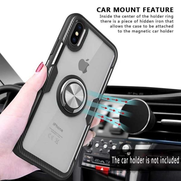 iPhone X / XS Käytännöllinen iskunkestävä suojus sormustelineellä V4