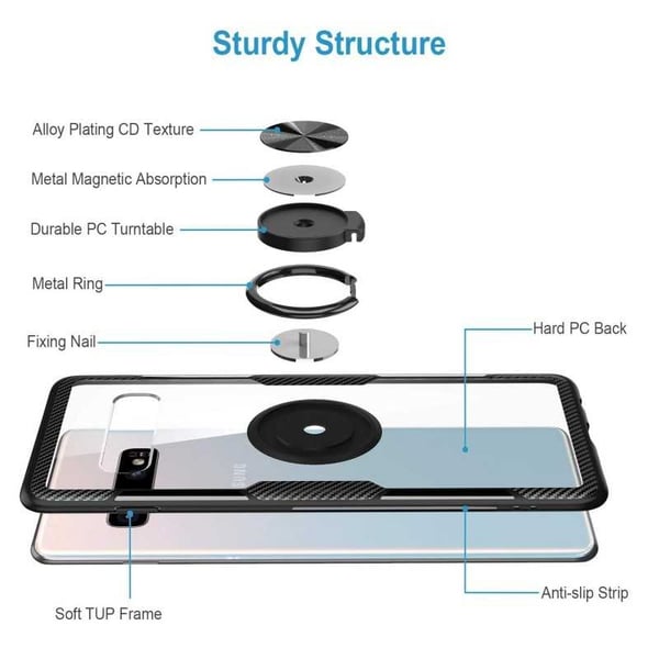 Samsung S10 Plus käytännöllinen iskunkestävä kotelo rengaspidikkeellä V4 (SM-G975F)