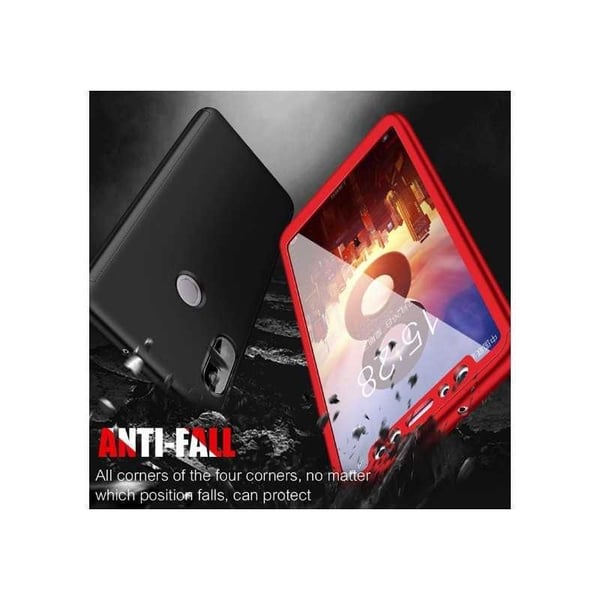 Redmi Note 7 360° 3in1 FullCover Cover sis. Karkaistu lasi - musta