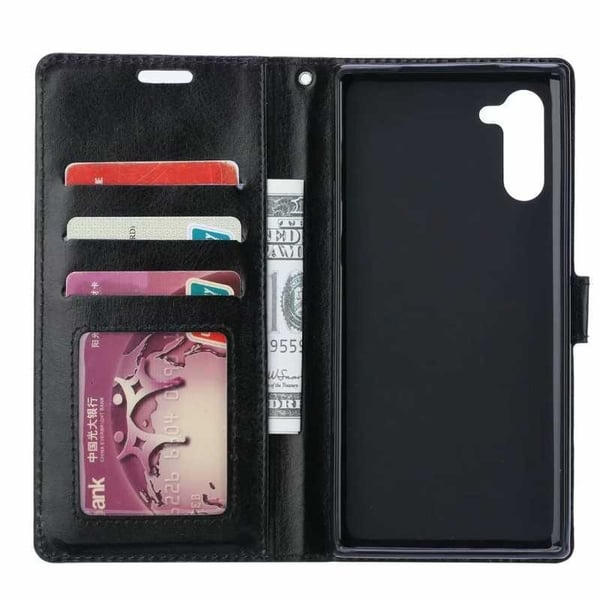 Samsung Note 10 lompakkokotelo, PU-nahka, 4 osastoa