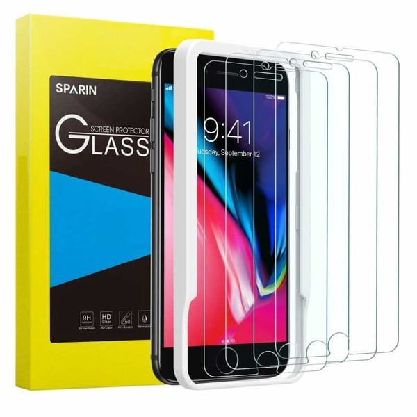 5-PACK iPhone 8 Plus karkaistu lasi 0,26 mm 2,5D 9H asennuskehyksellä