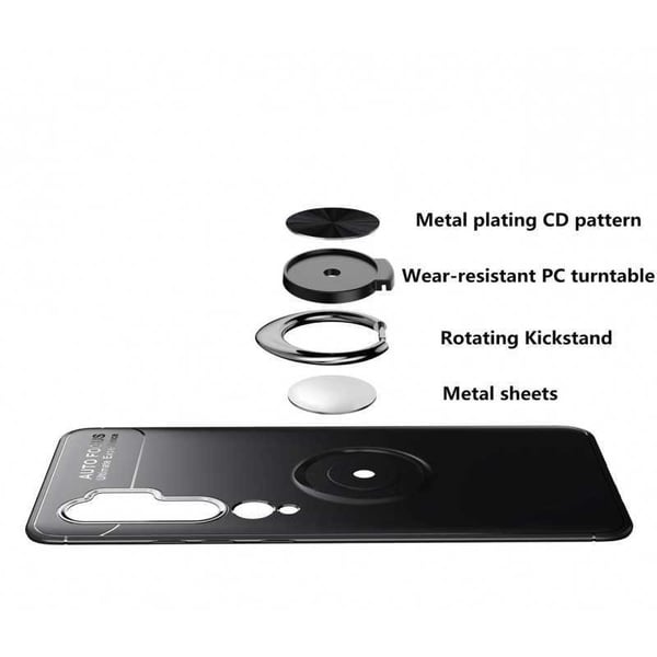 Xiaomi Mi Note 10/10 Pro käytännöllinen iskunkestävä kotelo sormustelineellä V3