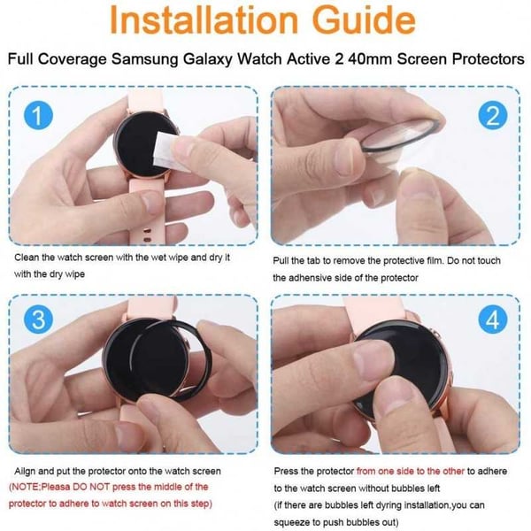 2-PACK Samsung Watch Active 2 44mm 3D karkaistu lasi 0,2mm 9H