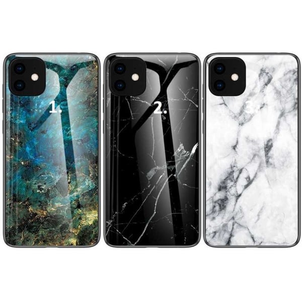 iPhone 11 Pro Marble Shell 9H karkaistu lasi tausta Glassback V2