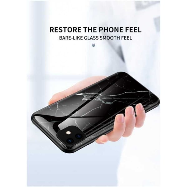 iPhone 11 Pro Max Marble Shell 9H karkaistu lasi tausta Glassback V2