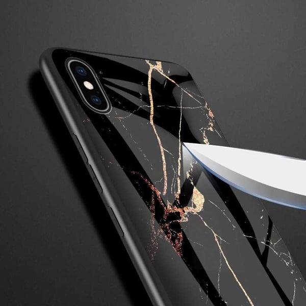iPhone X / XS Marmorikuori 9H Karkaistu lasi Takaosa Glassback V2