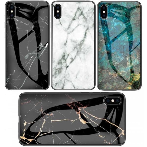 iPhone XS Max Marble Shell 9H Tempered Glass Back Glassback V2