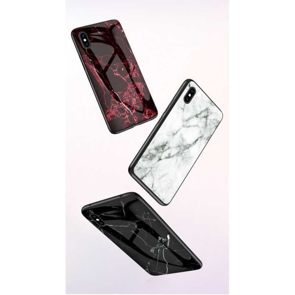 iPhone XS Max Marble Shell 9H Tempered Glass Back Glassback V2