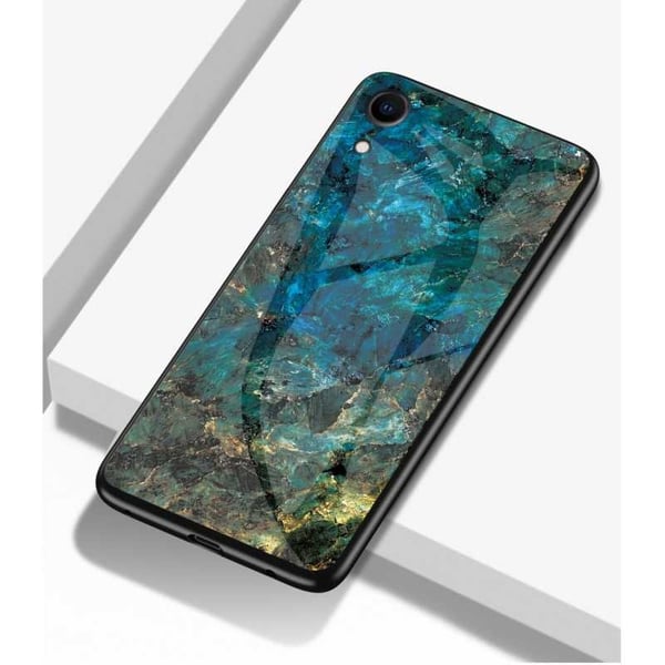 iPhone XR Marble Shell 9H karkaistu lasi tausta Glassback V2