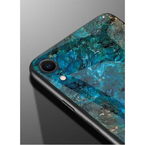 iPhone XR Marble Shell 9H karkaistu lasi tausta Glassback V2
