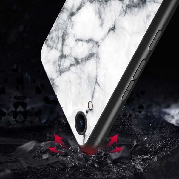 iPhone XR Marble Shell 9H karkaistu lasi tausta Glassback V2