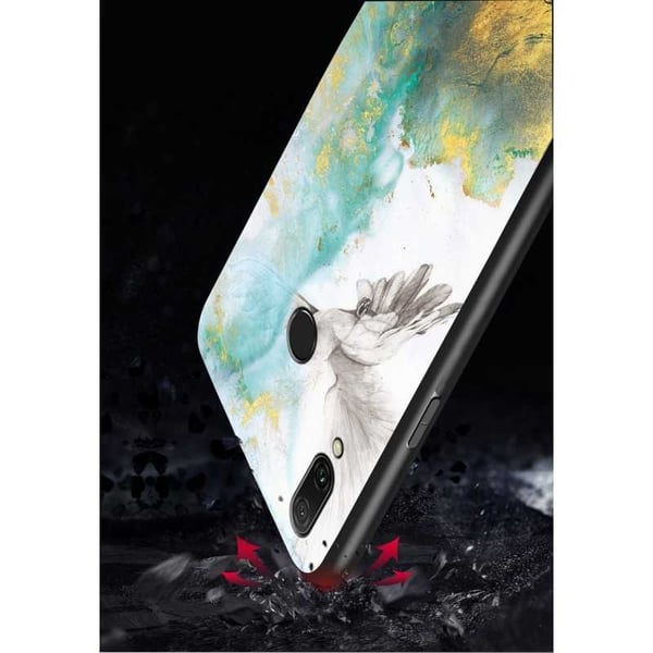 Xiaomi Redmi Note 7 Marmorskal 9H Härdat Glas Baksida Glassback V2