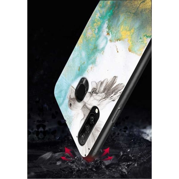 Xiaomi Mi A2 Lite Marble Shell 9H karkaistu lasi tausta Glassback V2