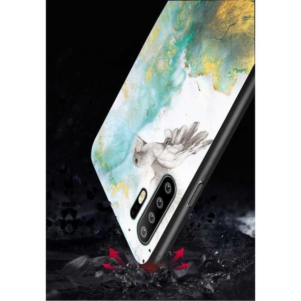 Huawei P30 Pro Marble Shell 9H karkaistu lasi tausta Glassback V2