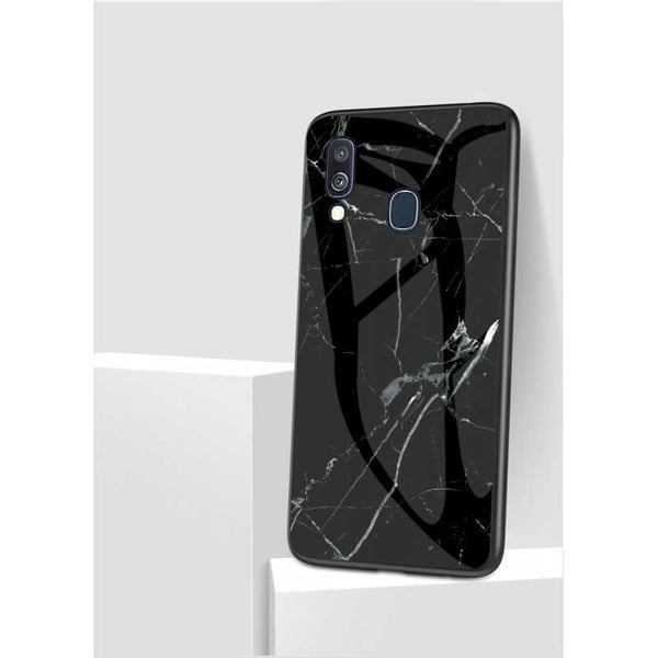 Samsung A40 Marble Shell 9H karkaistu lasi tausta Glassback V2