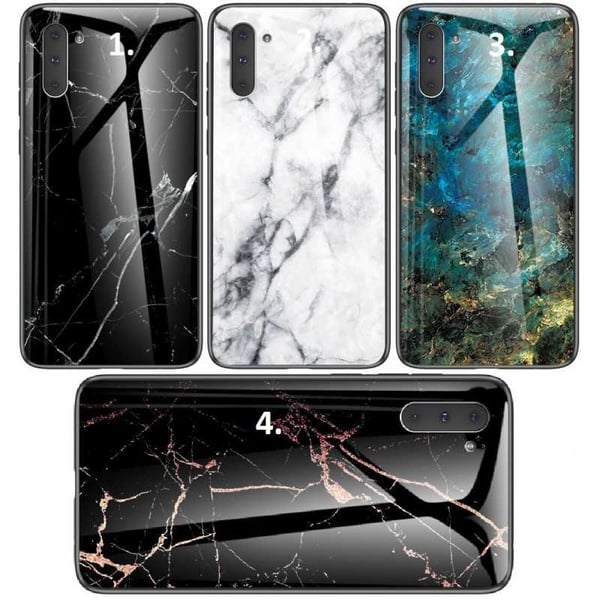 Samsung Note 10 Marmorikuori 9H Karkaistu lasi Takaosa Glassback V2