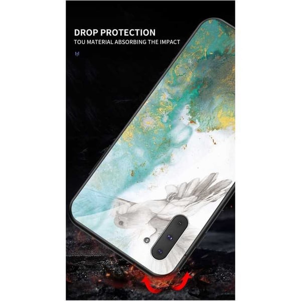 Samsung Note 10 Marmorikuori 9H Karkaistu lasi Takaosa Glassback V2