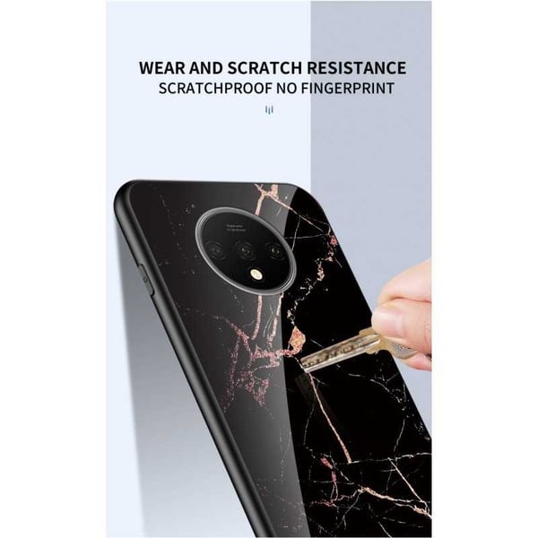 OnePlus 7T Marble Shell 9H Tempered Glass Back Glassback V2