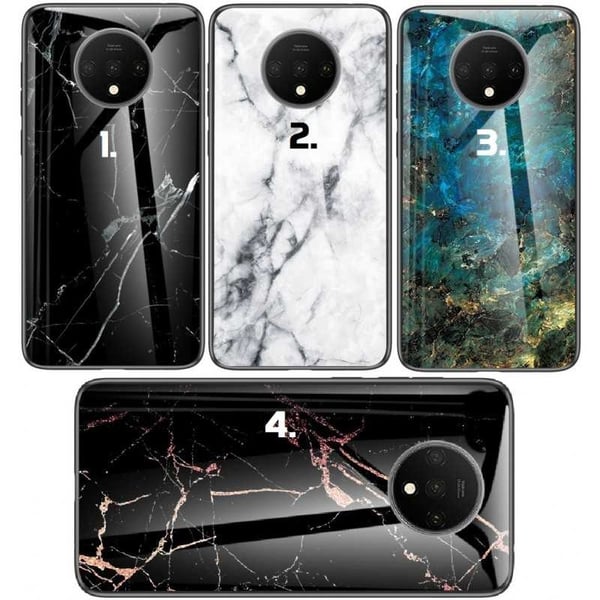 OnePlus 7T Marble Shell 9H Tempered Glass Back Glassback V2