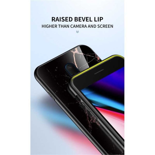 OnePlus 7T Pro Marble Shell 9H karkaistu lasitausta Glassback V2