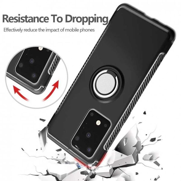 Samsung S20 Ultra Practical iskunkestävä kotelo sormustelineellä V2