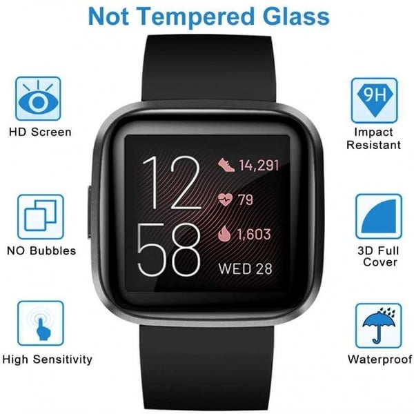2-PACK Fitbit Versa 2 FullFrame 3D karkaistu lasi 0,2mm 9H