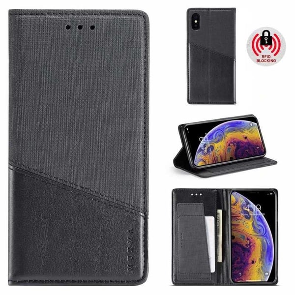 iPhone XS / X tyylikäs PU-nahakuori RFID-estolla