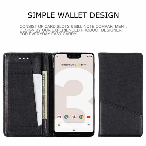 Google Pixel 3 XL -tyylikäs PU-nahkakotelo RFID-estolla