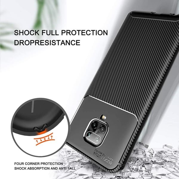 Redmi Note 9S & 9 Pro Iskunkestävä ohut kansi FullCarbon® V4
