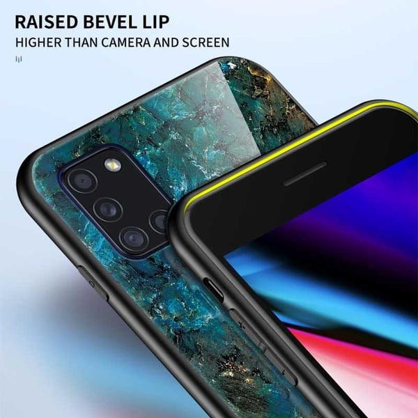 Samsung A21s Marble Shell 9H Tempered Glass Back Glassback V2