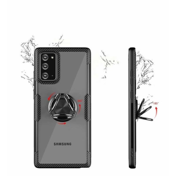 Samsung Note 20 Käytännöllinen iskunkestävä kotelo sormustelineellä V4