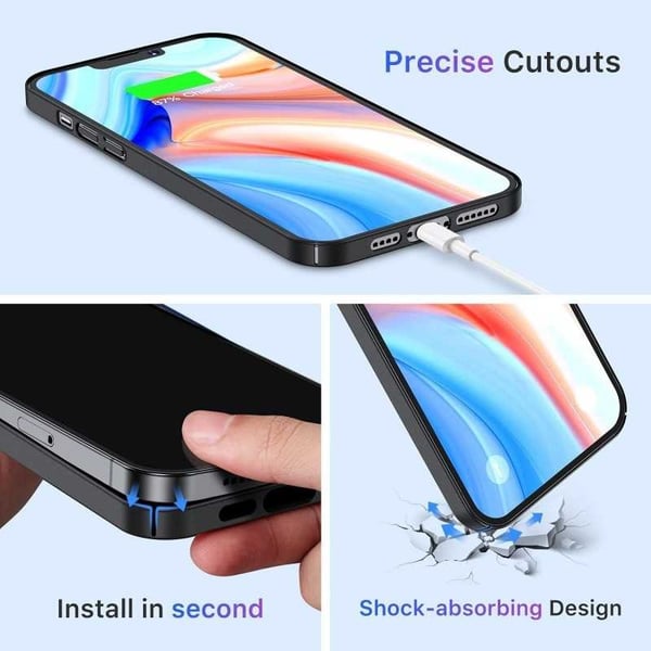 iPhone 12 Ultraohut kumipinnoitettu mattamusta Cover Basic V2